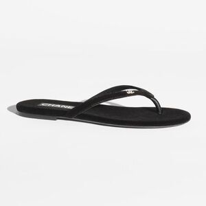 Chanel Velvet CC Flip Flops